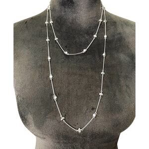 NWT - Ann Taylor Layered Silver Necklace w/Crystallized Swarovski Elements